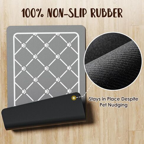 ZooZoo Pet Feeding Mat for Dog & Cat, Cat Food Mat Dog Mat for Food and Water Bowl, Absorbent Pet Placemat, No Stains Quick Dry Cat Dog Supplies Pet Water Dispenser Mat for Messy Drinkers, Cat Paw in Saudi Arabia