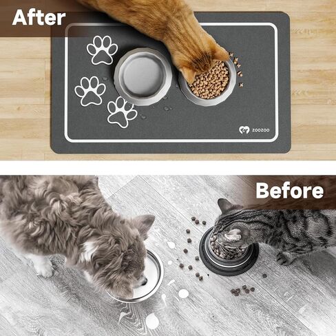 ZooZoo Pet Feeding Mat for Dog & Cat, Cat Food Mat Dog Mat for Food and Water Bowl, Absorbent Pet Placemat, No Stains Quick Dry Cat Dog Supplies Pet Water Dispenser Mat for Messy Drinkers, Cat Paw in Saudi Arabia