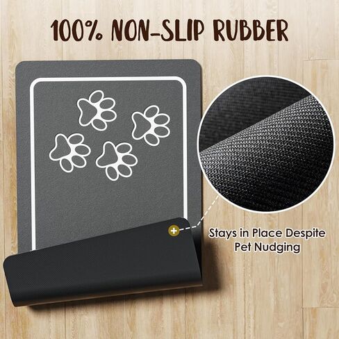 ZooZoo Pet Feeding Mat for Dog & Cat, Cat Food Mat Dog Mat for Food and Water Bowl, Absorbent Pet Placemat, No Stains Quick Dry Cat Dog Supplies Pet Water Dispenser Mat for Messy Drinkers, Cat Paw in Saudi Arabia