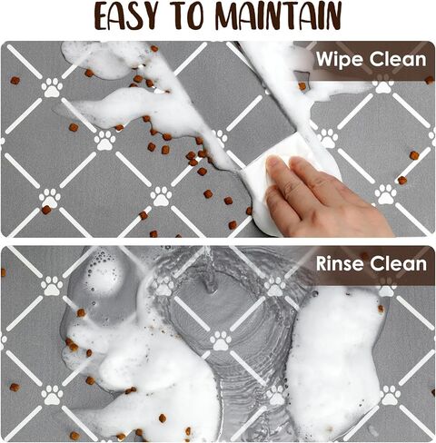 ZooZoo Pet Feeding Mat for Dog & Cat, Cat Food Mat Dog Mat for Food and Water Bowl, Absorbent Pet Placemat, No Stains Quick Dry Cat Dog Supplies Pet Water Dispenser Mat for Messy Drinkers, Cat Paw in Saudi Arabia