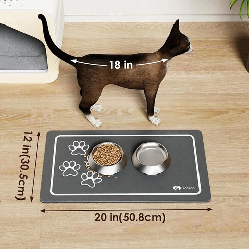 ZooZoo Pet Feeding Mat for Dog & Cat, Cat Food Mat Dog Mat for Food and Water Bowl, Absorbent Pet Placemat, No Stains Quick Dry Cat Dog Supplies Pet Water Dispenser Mat for Messy Drinkers, Cat Paw in Saudi Arabia