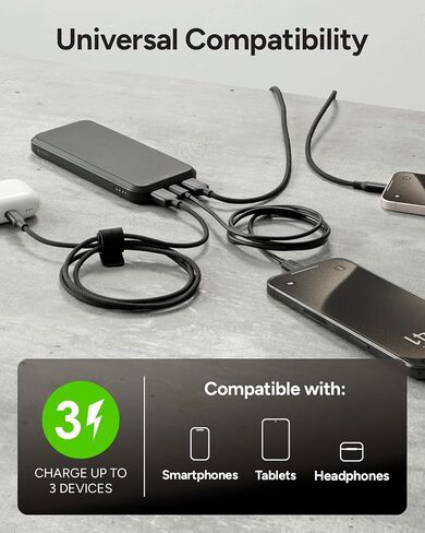 Mophie powerstation prime10 - Portable Power Bank with 10,000mAh Internal Battery, 18W USB-C PD Fast Charging, Charge 3 Devices Simultaneously, LED Power Indicator - Geo Purple in Saudi Arabia