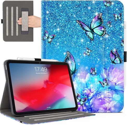 iPad Air 13 inch Case M2 2024, iPad Pro 12.9 6th/5th/4th/3rd Generation Case with Pencil Holder Multi-Angle View Adjustable Stand Shockproof with Pocket/Hand Strap/Auto Wake Sleep, Bookshelf Cat in Kuwait