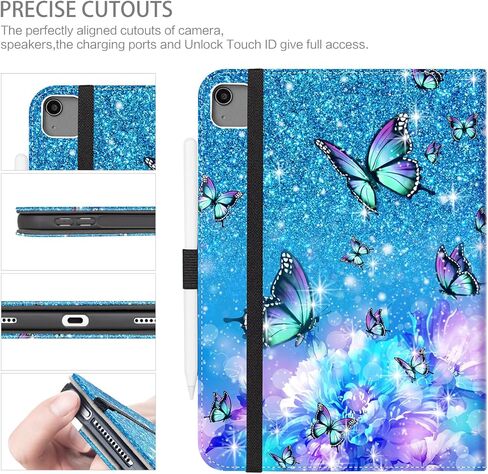 iPad Air 13 inch Case M2 2024, iPad Pro 12.9 6th/5th/4th/3rd Generation Case with Pencil Holder Multi-Angle View Adjustable Stand Shockproof with Pocket/Hand Strap/Auto Wake Sleep, Bookshelf Cat in Kuwait