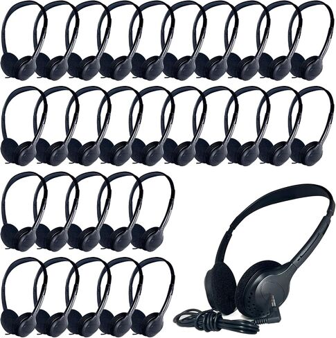 20 Pack Class Set Headphones for Kids Students School Classroom Headphones Bulk Earphones Adjustable with 3.5 mm Jack for Library Children Adults(006 Black Headphones) in Saudi Arabia
