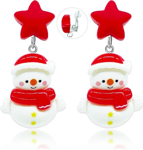 Christmas Clip On Earrings Holiday Earrings For Girls Women, Gingerbread Earrings, Christmas Tree Earrings, Santa Earrings, Jingle Bell Earrings, Snowman Earrings for Kids, Dangle Earrings For in Saudi Arabia
