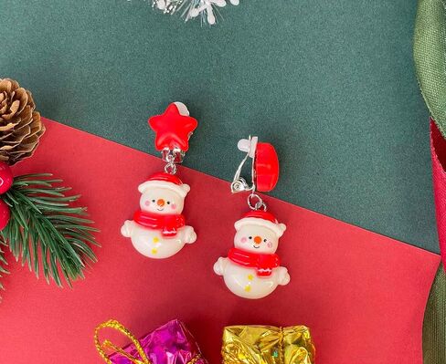 Christmas Clip On Earrings Holiday Earrings For Girls Women, Gingerbread Earrings, Christmas Tree Earrings, Santa Earrings, Jingle Bell Earrings, Snowman Earrings for Kids, Dangle Earrings For in Saudi Arabia