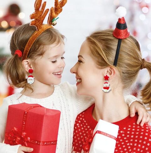 Christmas Clip On Earrings Holiday Earrings For Girls Women, Gingerbread Earrings, Christmas Tree Earrings, Santa Earrings, Jingle Bell Earrings, Snowman Earrings for Kids, Dangle Earrings For in Saudi Arabia