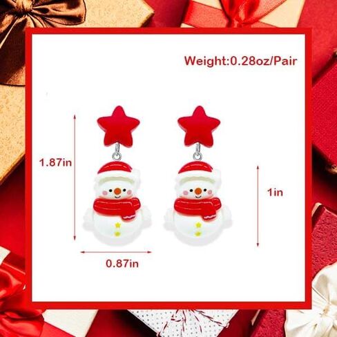 Christmas Clip On Earrings Holiday Earrings For Girls Women, Gingerbread Earrings, Christmas Tree Earrings, Santa Earrings, Jingle Bell Earrings, Snowman Earrings for Kids, Dangle Earrings For in Saudi Arabia