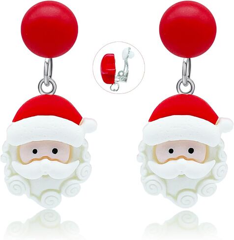 Christmas Clip On Earrings Holiday Earrings For Girls Women, Gingerbread Earrings, Christmas Tree Earrings, Santa Earrings, Jingle Bell Earrings, Snowman Earrings for Kids, Dangle Earrings For in Saudi Arabia
