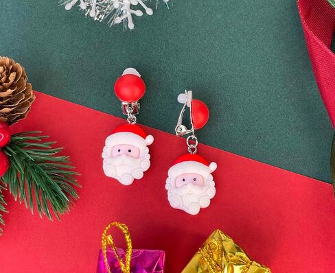 Christmas Clip On Earrings Holiday Earrings For Girls Women, Gingerbread Earrings, Christmas Tree Earrings, Santa Earrings, Jingle Bell Earrings, Snowman Earrings for Kids, Dangle Earrings For in Saudi Arabia