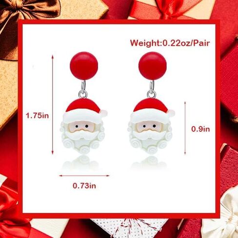 Christmas Clip On Earrings Holiday Earrings For Girls Women, Gingerbread Earrings, Christmas Tree Earrings, Santa Earrings, Jingle Bell Earrings, Snowman Earrings for Kids, Dangle Earrings For in Saudi Arabia