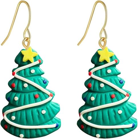 WCRAZYE Christmas Tree Earrings for Women Girls Cute Handmade Crystal Christmas Tree Cake Dangle Drop Holiday Earrings Xmas Merry Christmas Winter Jewelry Gifts (White Christmas Tree) in Kuwait