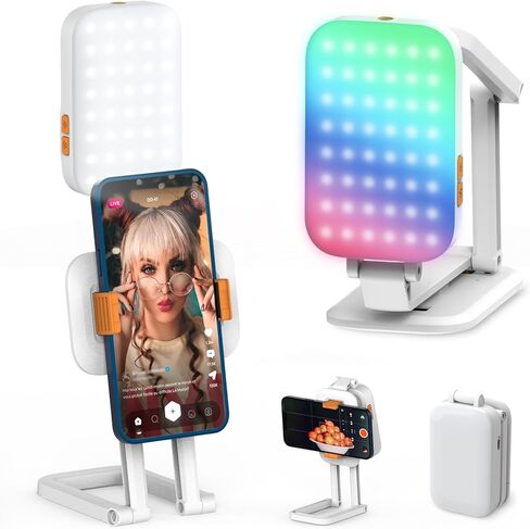 Selfie Light for iPhone, Evershop Rechargeable RGB Video Ring Light for Phone with CRI95 Adjustable Brightness, Portable Phone Light Perfect for Selfies, Videos, Photography, Makeup, TikTok,YouTube in Saudi Arabia