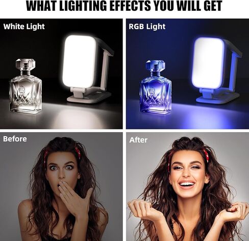 Selfie Light for iPhone, Evershop Rechargeable RGB Video Ring Light for Phone with CRI95 Adjustable Brightness, Portable Phone Light Perfect for Selfies, Videos, Photography, Makeup, TikTok,YouTube in Saudi Arabia