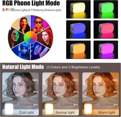 Selfie Light for iPhone, Evershop Rechargeable RGB Video Ring Light for Phone with CRI95 Adjustable Brightness, Portable Phone Light Perfect for Selfies, Videos, Photography, Makeup, TikTok,YouTube in Saudi Arabia