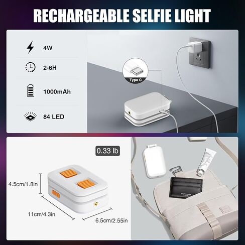 Selfie Light for iPhone, Evershop Rechargeable RGB Video Ring Light for Phone with CRI95 Adjustable Brightness, Portable Phone Light Perfect for Selfies, Videos, Photography, Makeup, TikTok,YouTube in Saudi Arabia