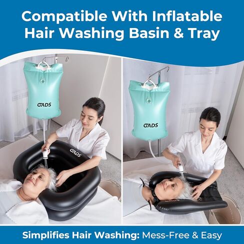 Portable Hair Washing Station, 2.5 GL Bedside Shower Water Bag for Hair Washing in Bed, Use with Inflatable Shampoo Basin, Inflatable Hair Washing Basin, Inflatable Bathtub - Blue in Saudi Arabia