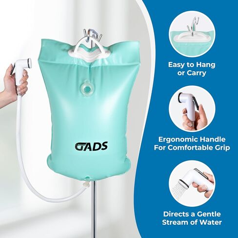 Portable Hair Washing Station, 2.5 GL Bedside Shower Water Bag for Hair Washing in Bed, Use with Inflatable Shampoo Basin, Inflatable Hair Washing Basin, Inflatable Bathtub - Blue in Saudi Arabia