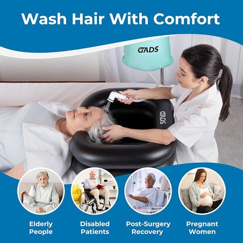 Portable Hair Washing Station, 2.5 GL Bedside Shower Water Bag for Hair Washing in Bed, Use with Inflatable Shampoo Basin, Inflatable Hair Washing Basin, Inflatable Bathtub - Blue in Saudi Arabia