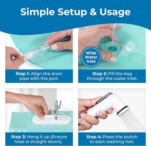 Portable Hair Washing Station, 2.5 GL Bedside Shower Water Bag for Hair Washing in Bed, Use with Inflatable Shampoo Basin, Inflatable Hair Washing Basin, Inflatable Bathtub - Blue in Saudi Arabia