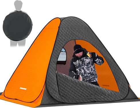 خيمة صيد الجليد من QualyQualy قابلة للطي بالكامل، مأوى محمول لصيد الأسماك على الجليد معزول كوخ صيد على الجليد لشخص أو شخصين، كوخ صيد على الجليد مع حقيبة حمل ونوافذ ومرساة in Kuwait