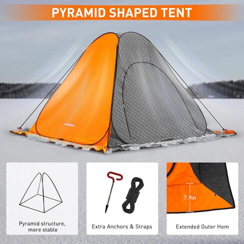 خيمة صيد الجليد من QualyQualy قابلة للطي بالكامل، مأوى محمول لصيد الأسماك على الجليد معزول كوخ صيد على الجليد لشخص أو شخصين، كوخ صيد على الجليد مع حقيبة حمل ونوافذ ومرساة in Kuwait