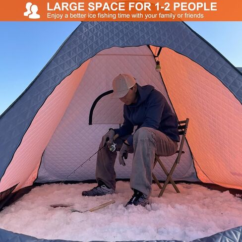 خيمة صيد الجليد من QualyQualy قابلة للطي بالكامل، مأوى محمول لصيد الأسماك على الجليد معزول كوخ صيد على الجليد لشخص أو شخصين، كوخ صيد على الجليد مع حقيبة حمل ونوافذ ومرساة in Kuwait
