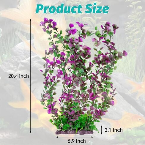 Hamiledyi Aquarium Plastic Plants Aquarium Decor Artificial Fish Tank Plants,Tall Fish Tank Decorations, Extra Large Aquarium Plant 20.4-inch Tall,1PCS in Saudi Arabia