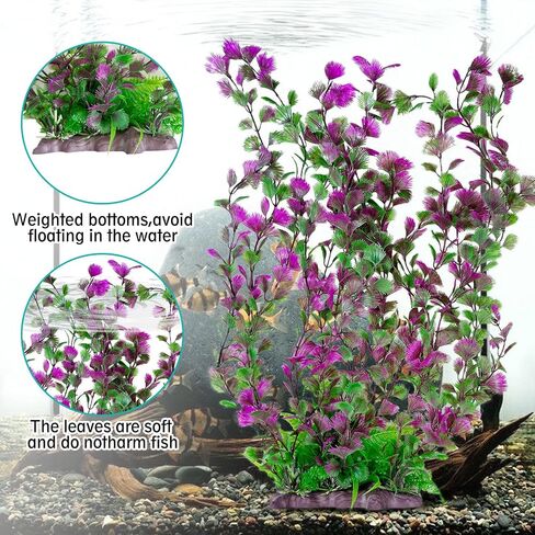 Hamiledyi Aquarium Plastic Plants Aquarium Decor Artificial Fish Tank Plants,Tall Fish Tank Decorations, Extra Large Aquarium Plant 20.4-inch Tall,1PCS in Saudi Arabia