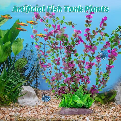 Hamiledyi Aquarium Plastic Plants Aquarium Decor Artificial Fish Tank Plants,Tall Fish Tank Decorations, Extra Large Aquarium Plant 20.4-inch Tall,1PCS in Saudi Arabia