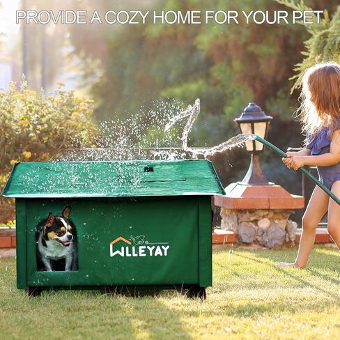 Upgraded Extra Large Size Heated Cat House for Outside Winter, 24.5'' Insulated Outdoor Weatherproof Elevated Cat Shelter with Heater, Waterproof Cover, Roof Window for Feral Barn Cat Stray Kitty in Saudi Arabia