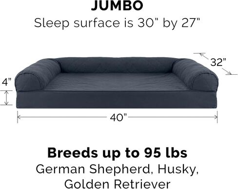 Furhaven Cooling Gel Dog Bed for Large Dogs w/ Removable Bolsters & Washable Cover, For Dogs Up to 95 lbs - Sherpa & Chenille Sofa - Cream, Jumbo/XL in Saudi Arabia