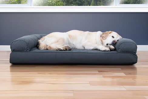 Furhaven Cooling Gel Dog Bed for Large Dogs w/ Removable Bolsters & Washable Cover, For Dogs Up to 95 lbs - Sherpa & Chenille Sofa - Cream, Jumbo/XL in Saudi Arabia