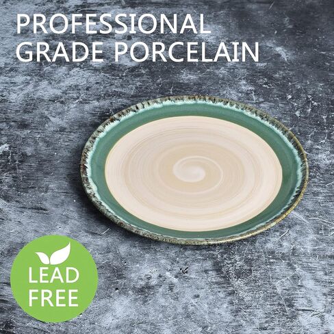 Bosmarlin Stoneware Dinner Plates, 10.5 inches, Set of 4 for Salad, Pasta, Dessert, Microwave and Dishwasher Safe (Green, 10.5 in) in Kuwait