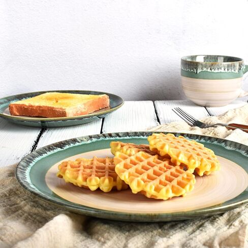 Bosmarlin Stoneware Dinner Plates, 10.5 inches, Set of 4 for Salad, Pasta, Dessert, Microwave and Dishwasher Safe (Green, 10.5 in) in Saudi Arabia