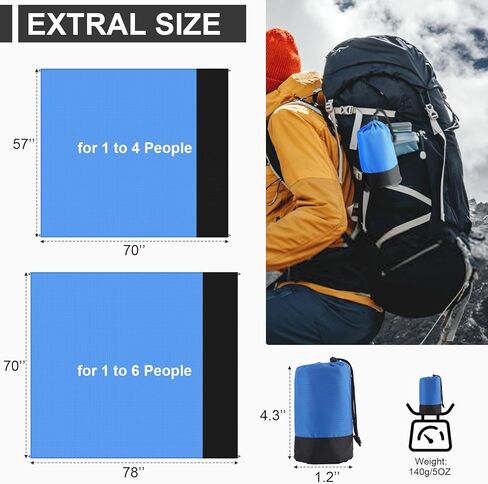 Beach Blankets, Waterproof Beach Mat, Sand Free Camping Blanket, Oversized Travel Blankets for 4 Adults Outdoor, for Travel Camping Hiking Picnic, Easy to Clean in Saudi Arabia