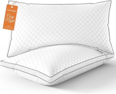 Sweetnight Bed Pillows Queen Size Set of 2, Fluffy Luxury Hotel Pillows Collection Gusseted for Neck and Shoulder, Side Back Stomach Sleeper Pillow, Cozy Night 18"X28" in Saudi Arabia