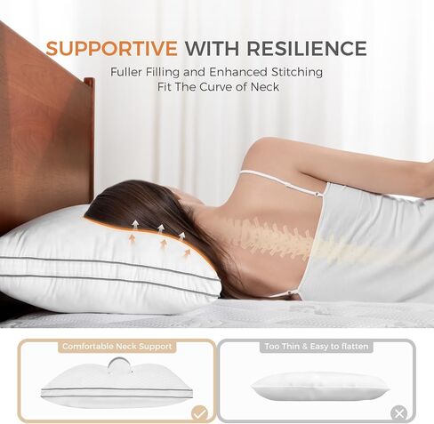 Sweetnight Bed Pillows Queen Size Set of 2, Fluffy Luxury Hotel Pillows Collection Gusseted for Neck and Shoulder, Side Back Stomach Sleeper Pillow, Cozy Night 18"X28" in Saudi Arabia