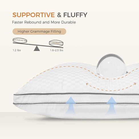 Sweetnight Bed Pillows Queen Size Set of 2, Fluffy Luxury Hotel Pillows Collection Gusseted for Neck and Shoulder, Side Back Stomach Sleeper Pillow, Cozy Night 18"X28" in Saudi Arabia