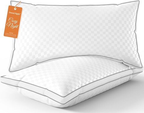 Sweetnight Bed Pillows Queen Size Set of 2, Fluffy Luxury Hotel Pillows Collection Gusseted for Neck and Shoulder, Side Back Stomach Sleeper Pillow, Cozy Night 18"X28" in Saudi Arabia