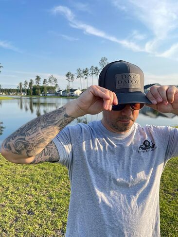 BUBBLEHEAD INK Handmade Adjustable Snapback Hat, Dad In The Streets Daddy In The Sheets Patch, Baseball Cap, Trucker, Mens, Womans, Headwear, Funny, Gift, USA, Tiktok, Inappropriate, (Charcoal/Blk) in Saudi Arabia