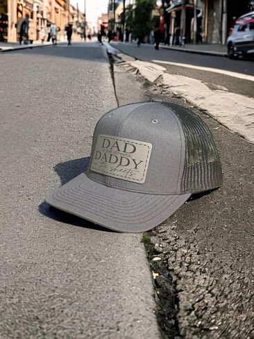 BUBBLEHEAD INK Handmade Adjustable Snapback Hat, Dad In The Streets Daddy In The Sheets Patch, Baseball Cap, Trucker, Mens, Womans, Headwear, Funny, Gift, USA, Tiktok, Inappropriate, (Charcoal/Blk) in Saudi Arabia
