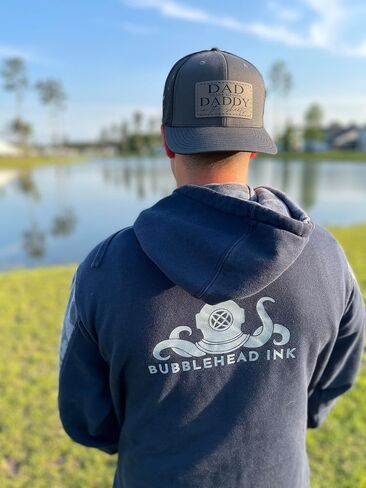 BUBBLEHEAD INK Handmade Adjustable Snapback Hat, Dad In The Streets Daddy In The Sheets Patch, Baseball Cap, Trucker, Mens, Womans, Headwear, Funny, Gift, USA, Tiktok, Inappropriate, (Charcoal/Blk) in Saudi Arabia