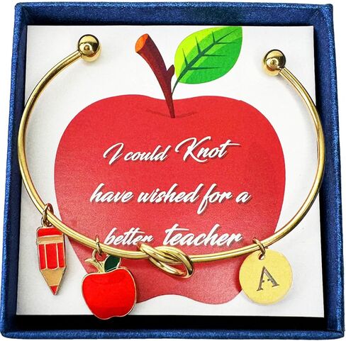 Teacher Appreciation Gifts Initial Charm DIY Bracelets, Back To School Teacher Gifts Christmas Gifts for Teachers, Cool Teacher Bracelet Teacher Accessories For Women(Letter A) in Saudi Arabia