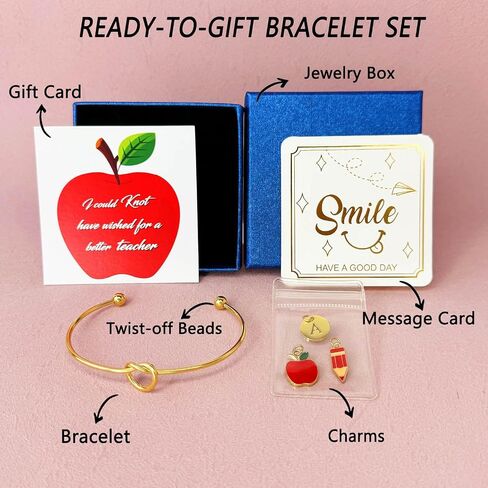 Teacher Appreciation Gifts Initial Charm DIY Bracelets, Back To School Teacher Gifts Christmas Gifts for Teachers, Cool Teacher Bracelet Teacher Accessories For Women(Letter A) in Saudi Arabia