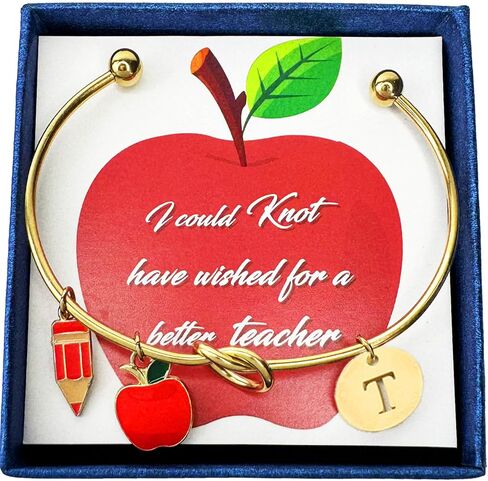 Teacher Appreciation Gifts Initial Charm DIY Bracelets, Back To School Teacher Gifts Christmas Gifts for Teachers, Cool Teacher Bracelet Teacher Accessories For Women(Letter A) in Saudi Arabia