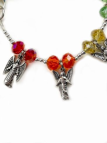 سوار Seven Archangel 7 سوار ساحر من Archangels مع خرز كريستال قوس قزح، Simiel، Uriel، Raphael، Michael، Gabriel، Zachariel، Orifiel Angel Jewelry مجوهرات مسيحية (M) in Saudi Arabia