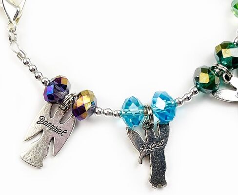 سوار Seven Archangel 7 سوار ساحر من Archangels مع خرز كريستال قوس قزح، Simiel، Uriel، Raphael، Michael، Gabriel، Zachariel، Orifiel Angel Jewelry مجوهرات مسيحية (M) in Saudi Arabia