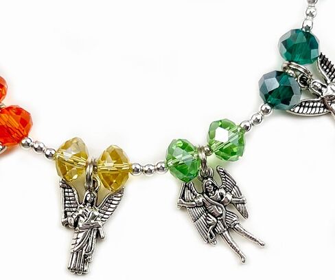 سوار Seven Archangel 7 سوار ساحر من Archangels مع خرز كريستال قوس قزح، Simiel، Uriel، Raphael، Michael، Gabriel، Zachariel، Orifiel Angel Jewelry مجوهرات مسيحية (M) in Saudi Arabia